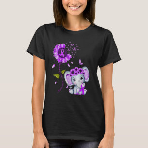 Anorexia Awareness Paarse Hippie Sunflower Elephan T-shirt