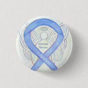 Anorexia Nervosa Bewustheid Ribbon Angel Aangepast Ronde Button 3,2 Cm