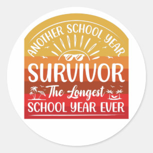 Another School Year Survivor Funny School Ronde Sticker