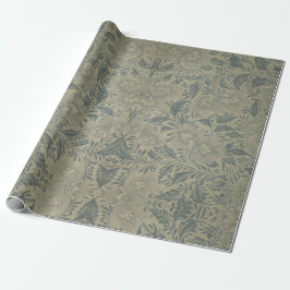 Ansiant-Aziatische Ornamenten Floral Toile-Grey Cadeaupapier