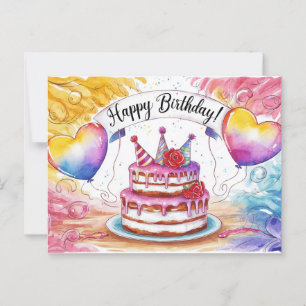 Ansichten Happy Birthday Taart 10 Briefkaart
