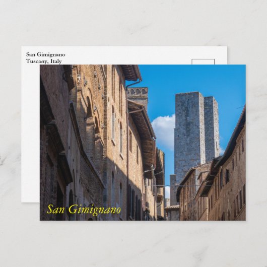 Ansichten van de torens van San Gimignano, Toscane Briefkaart (Voorkant / Achterkant)