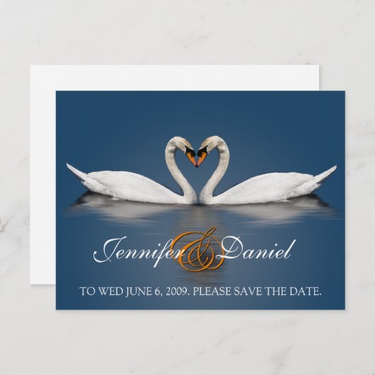 Ansichtkaart Cadeaus Liefde Zwanen Aankondigingskaart (Voorkant / Achterkant)