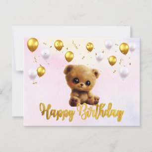 Ansichtkaart "Gelukkig Verjaardag" met een teddybe Briefkaart