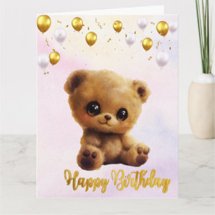 Ansichtkaart "Gelukkig Verjaardag" met een teddybe Kaart