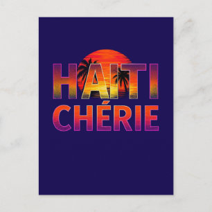Ansichtkaart Haïti Chérie – Tropische neon zonsond Briefkaart