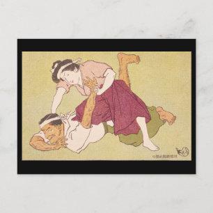 Ansichtkaart - Japanse ukiyo-e vrouwelijke worstel Briefkaart
