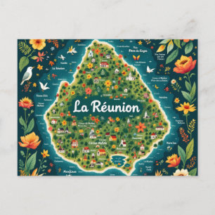 Ansichtkaart La Réunion – Geïllustreerde kaart