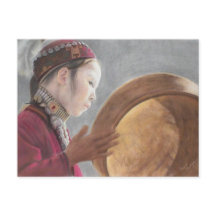 Ansichtkaart met pastel van Afghaans meisje