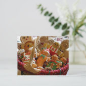 ansichtkaart met peperkoekmannetjeskoekjes feestdagenkaart (Staand voorkant)