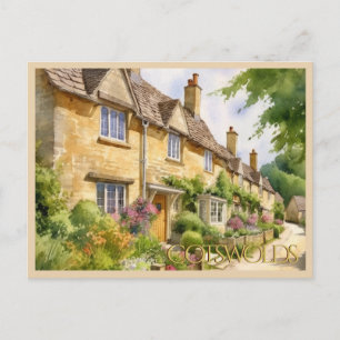 ANSICHTKAART Mooie Aquarel de Cotswolds Reis Briefkaart