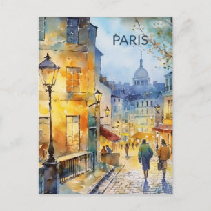 ANSICHTKAART Mooie Watercolor van Reis Parijs Briefkaart