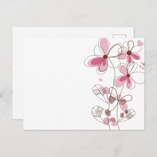 Ansichtkaart roze bloem briefkaart (Voorkant / Achterkant)