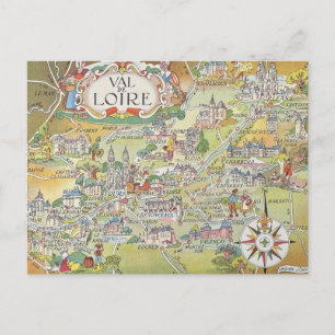 Ansichtkaart van de Loirevallei in Frankrijk Briefkaart