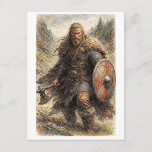 Ansichtkaart. Viking krijger Briefkaart