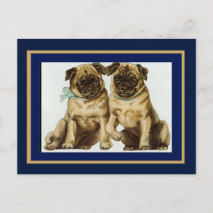 Ansichtkaart Vintage Pugs Briefkaart