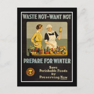 Ansichtkaart Vintage Waste Not-Want Not WO1 Briefkaart