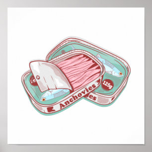 ansjovis in een blik poster
