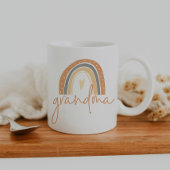 ANSLEY Boho Burnt Oranje Rainbow Heart Grandma Koffiemok