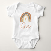 ANSLEY Cute Boho Rainbow Heart One First Birthday Romper (Voorkant)