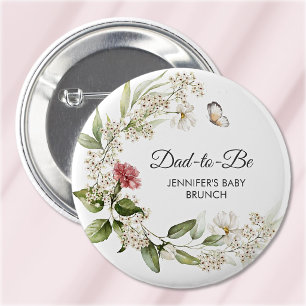 Anstaande Papa Roze Anjer Meisje Baby Shower/Brunc Ronde Button 5,7 Cm