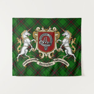 Anstruther Clan Badge & Unicorns w & Tartan Wandkleed