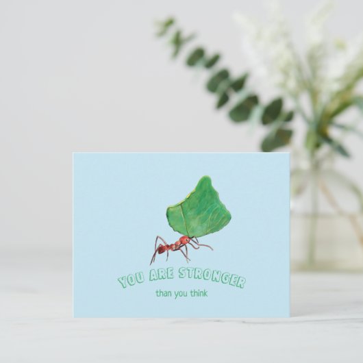 Ant met groot blad - Je bent sterk Briefkaart (Staand voorkant)