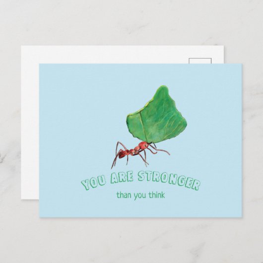 Ant met groot blad - Je bent sterk Briefkaart (Voorkant / Achterkant)