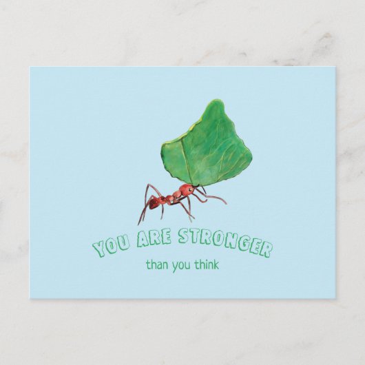 Ant met groot blad - Je bent sterk Briefkaart (Voorkant)