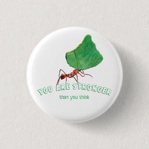 Ant met groot blad - Je bent sterker Ronde Button 3,2 Cm
