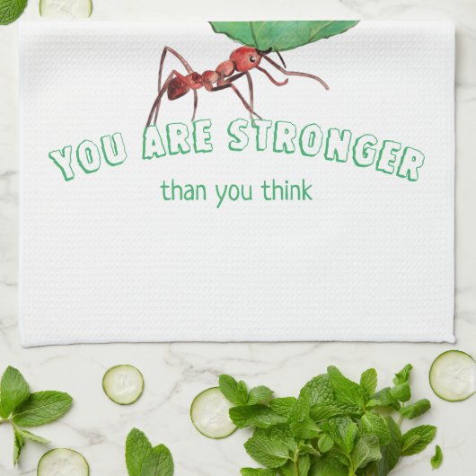 Ant met groot blad - Je bent sterker Theedoek (Gevouwen)