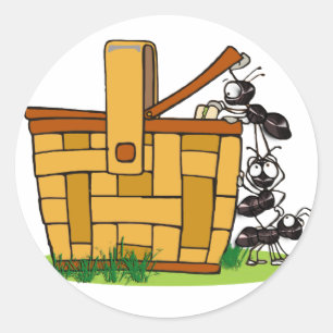Ant Picnic Basket Ronde Sticker