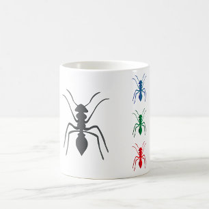 Ant Silhouettes Insecten Zwart Blauw Groen Rood Koffiemok