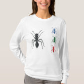 Ant Silhouettes Insecten Zwart Blauw Groen Rood T-shirt (Voorkant)