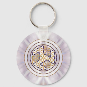 Antahkarana in Flower of Life - Pearl and Amethyst Sleutelhanger