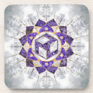 Antahkarana in Lotus Mandala-Amethyst en Pearl Bier Onderzetter