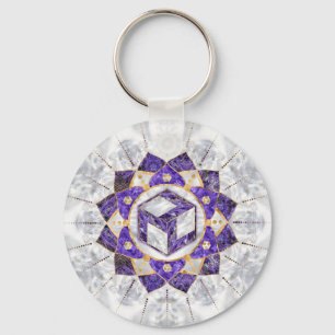 Antahkarana in Lotus Mandala-Amethyst en Pearl Sleutelhanger