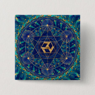Antahkarana in Sacred Geometry Ornament Vierkante Button 5,1 Cm