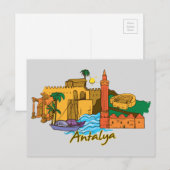Antalya, beroemde stad Turkije Briefkaart (Voorkant / Achterkant)