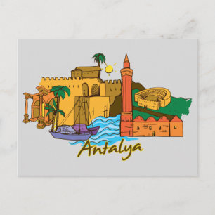 Antalya, beroemde stad Turkije Briefkaart