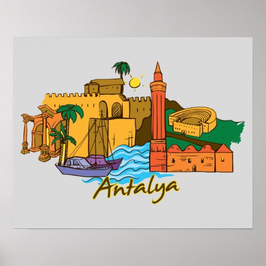 Antalya, beroemde stad Turkije Poster (Voorkant)