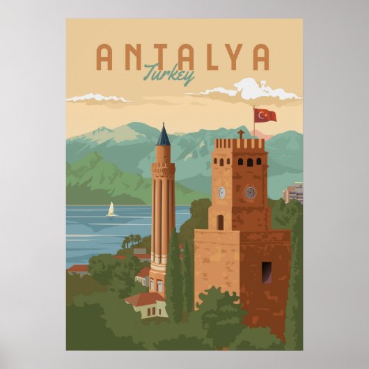 Antalya Turkey Travel Poster (Voorkant)
