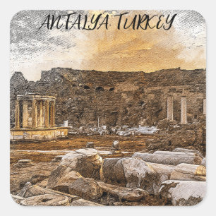 Antalya Turkije Oude reizen Vierkante Sticker