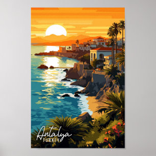 Antalya Turkije vintage reisillustratie Poster