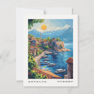 Antalya Turkije Vintage Travel Briefkaart