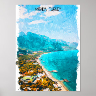 Antalya Turkije Waterverf illustratie Poster