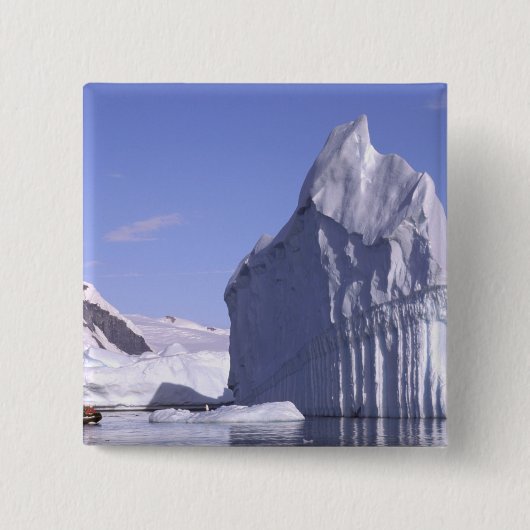 Antarctica, Antarctisch schiereiland. Zodiak en Vierkante Button 5,1 Cm (Voorkant)