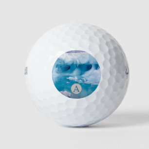 Antarctica blauwe ijsfoto met monogram golfballen