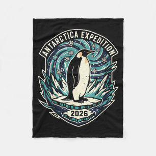 Antarctica Expeditie 2026 Retro Souvenir Pinguïn Fleece Deken