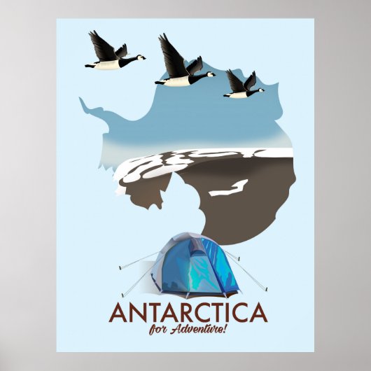 Antarctica For Adventure Travel poster map. (Voorkant)
